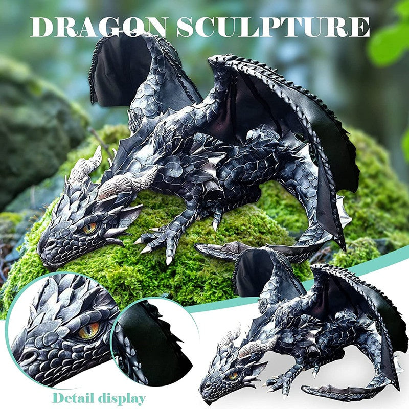 Garden Statue Big Squatting Dragon Sculpture Dragon Guardian Resin Garden Dragon Statues Outdoor Crafts Ornaments