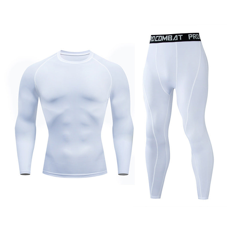 Fitness suit men's gym sports tights long-sleeved trousers quick-drying clothes basketball training equipment winter