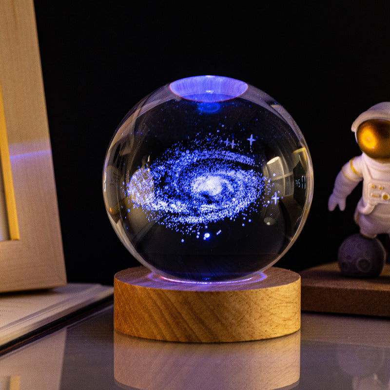 Milky Way Solar System Rain Cloud Astronaut Glowing Crystal Ball Night Light