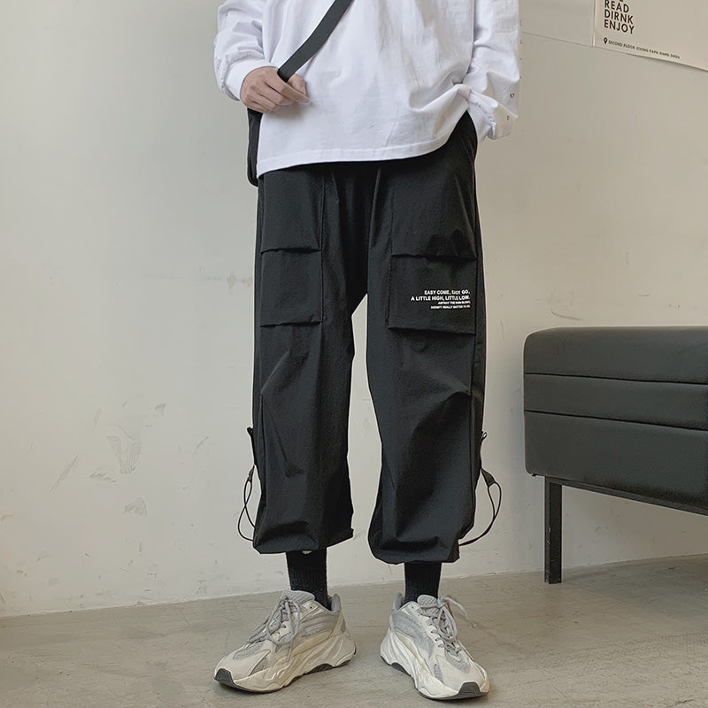 Overalls Men''s Plus Bulky Loose Legged Pants Fashion Brand Summer Casual Hip Hop Wide Leg Pants