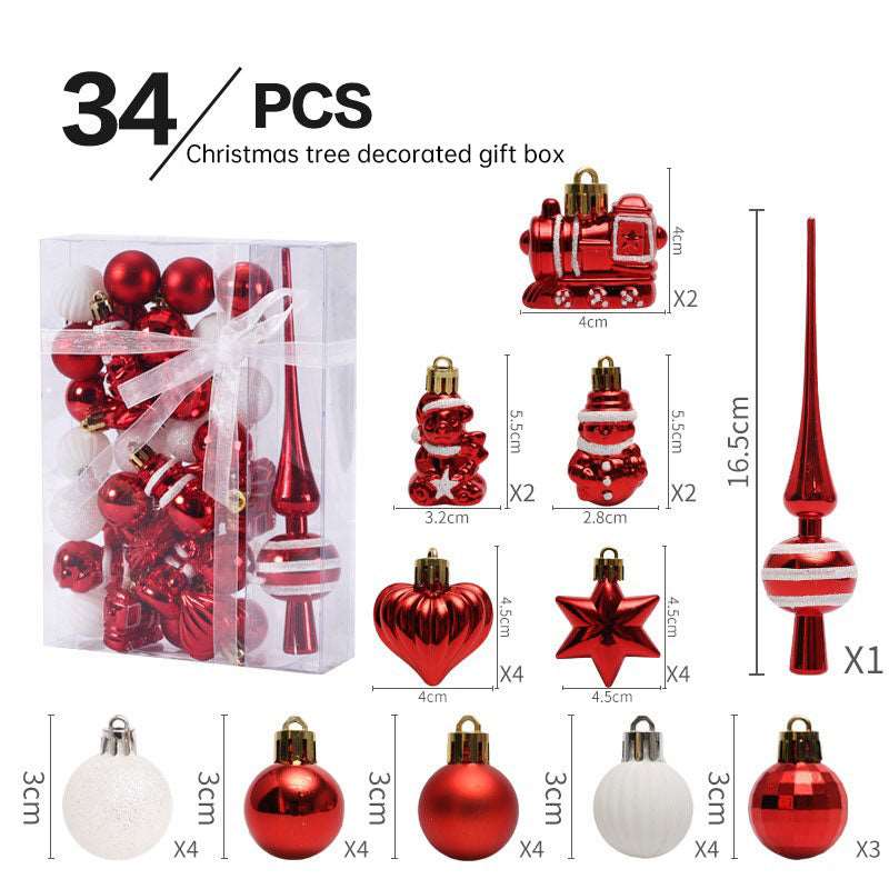 Christmas ornaments 34PCS painted Christmas ball set gift bag mini 