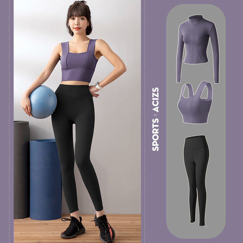 Three-piece set of thin fitness clothes for autumn