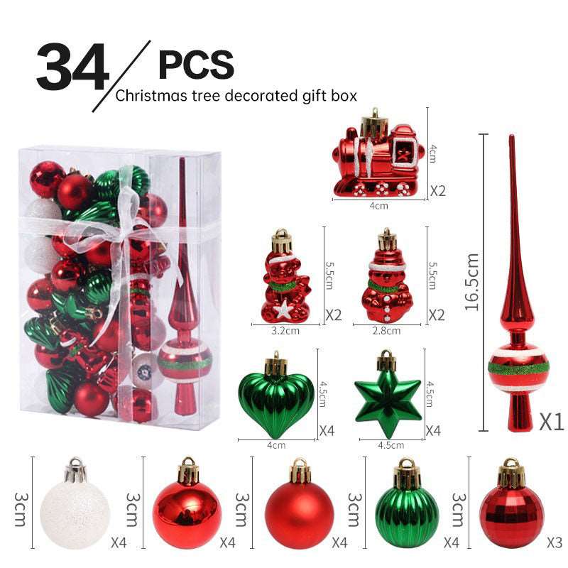 Christmas ornaments 34PCS painted Christmas ball set gift bag mini 