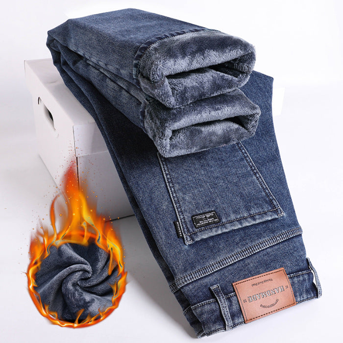 Men's winter jeans Autumn And Winter Fleece-lined Thick Jeans