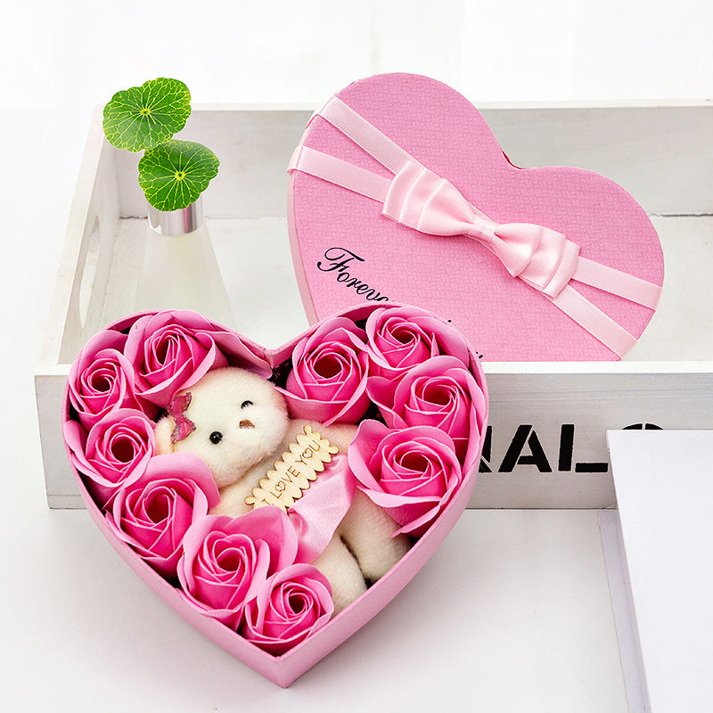 Gift Box for Valentine's Day flower rose with bear