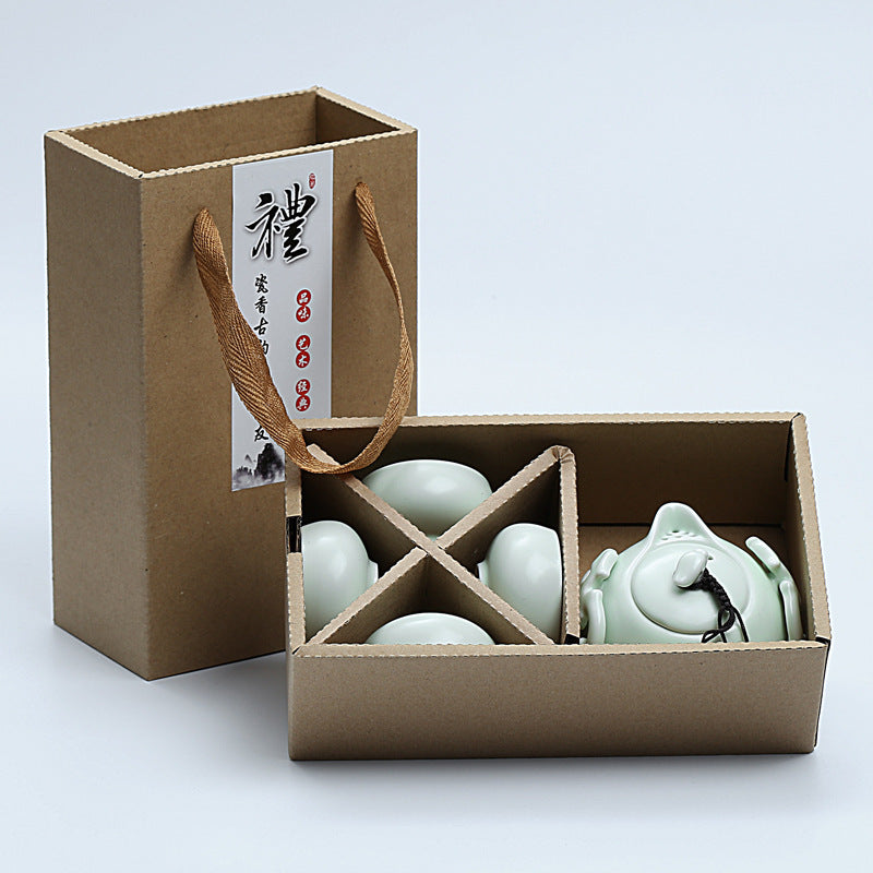 Cheap Promotional  Ceramic Kung Fu Tea Set Gift Box