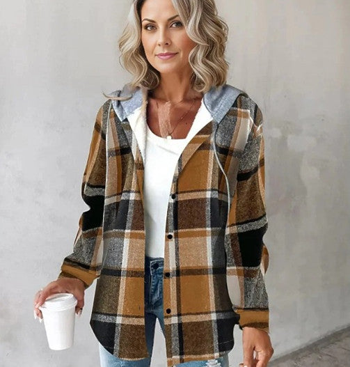 Women's sweater jacket Checks Style Women's Woolen Jacket Plaid