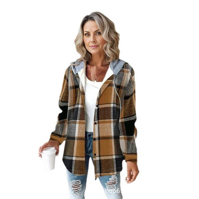 Women's sweater jacket Checks Style Women's Woolen Jacket Plaid