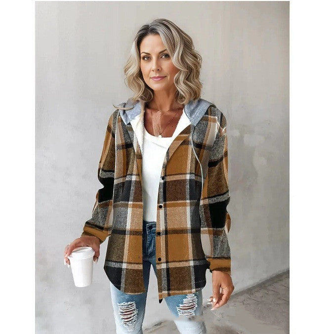 Women's sweater jacket Checks Style Women's Woolen Jacket Plaid