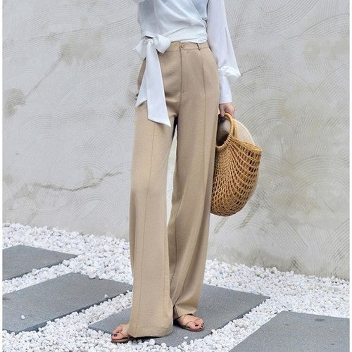 Autumn Wide Leg Elastic Waist Pants for Women