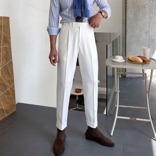 High Waist Business Casual Texture All-match Straight-leg Pants For Men