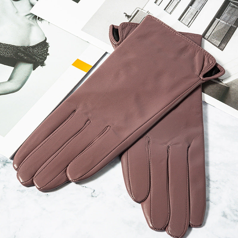 Touch Screen Gloves With Plush And Thick Leather Lining