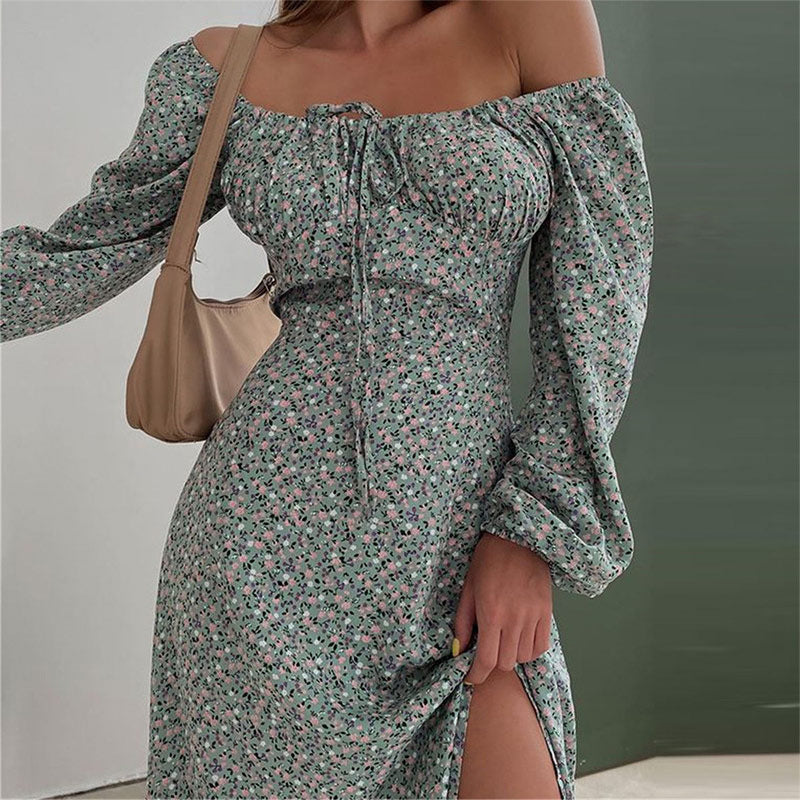 Women's Stylish Temperament Long Sleeves Printed Dress