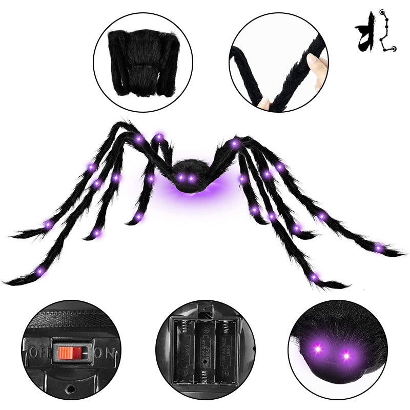 Halloween Decorations Purple Led Luminous Spider 125cm