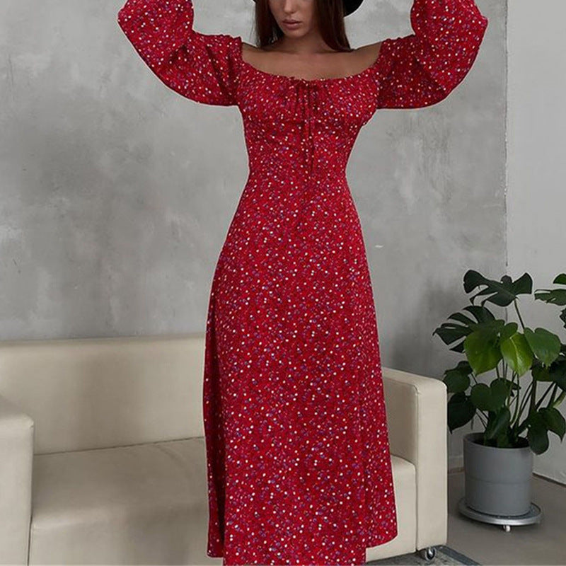 Women's Stylish Temperament Long Sleeves Printed Dress