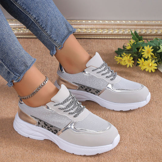 Women's Lace Up Breathable Mesh Flat Shoes