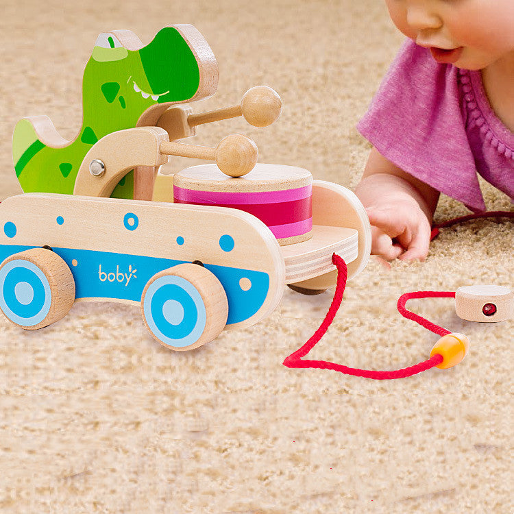 Wooden Drag Cable Rope Hand Pull Toy Car