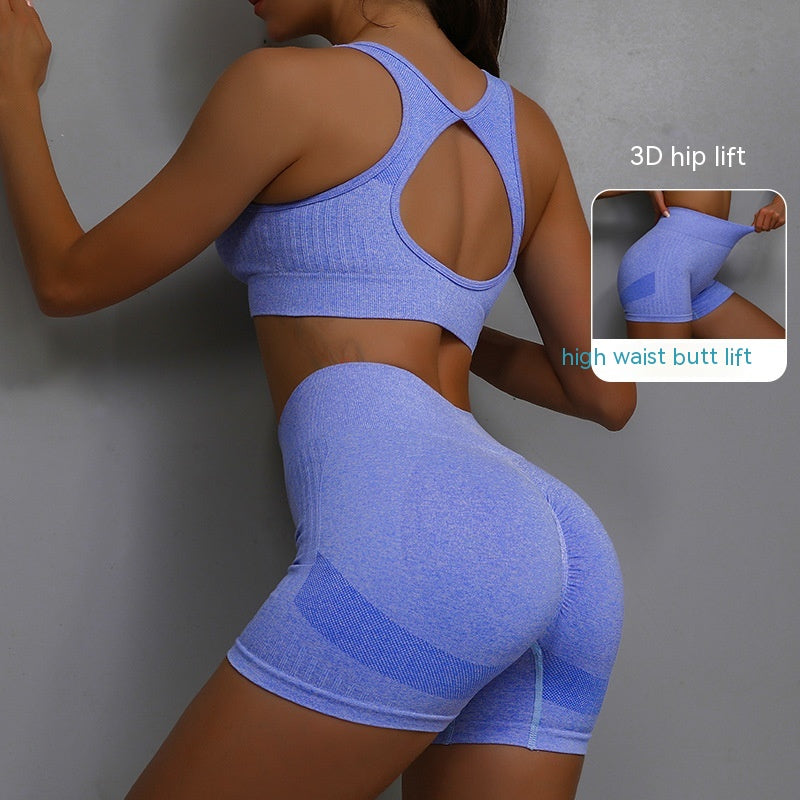 2pcs Breathable Yoga Suit - Shorts & Back Bra