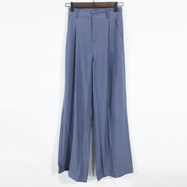 Autumn Wide Leg Elastic Waist Pants for Women