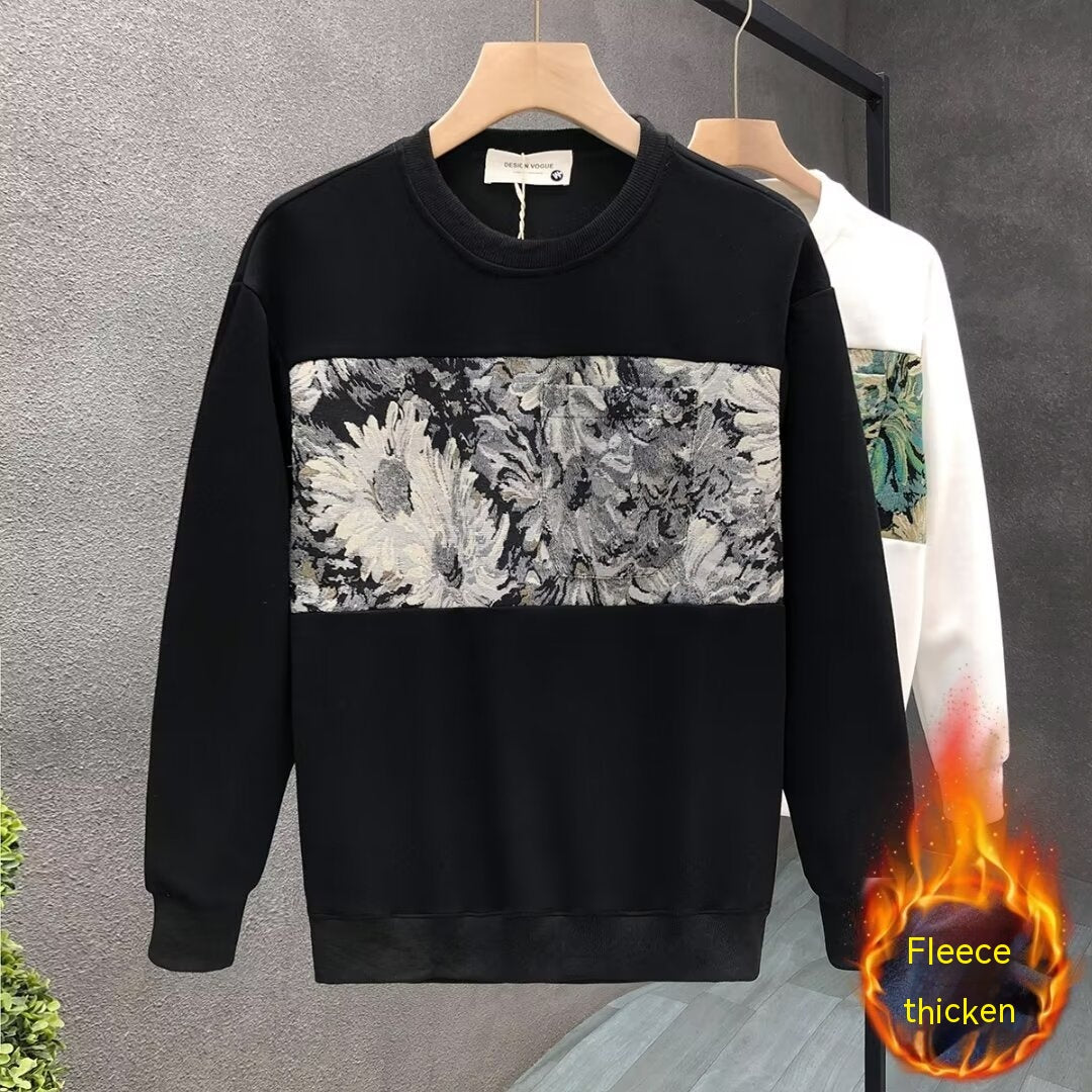 Men’s fleece sweatshirt Fashion Brand Crew Neck Pullover Sweatshirt Men