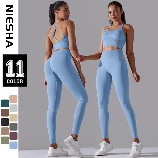 Seamless Knitted Tight High Waist Yoga Clothes Suit