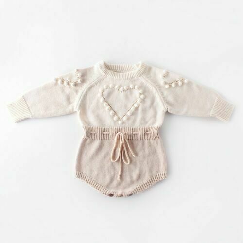 Baby Infant Knitted Wool Long Sleeve Bodysuit