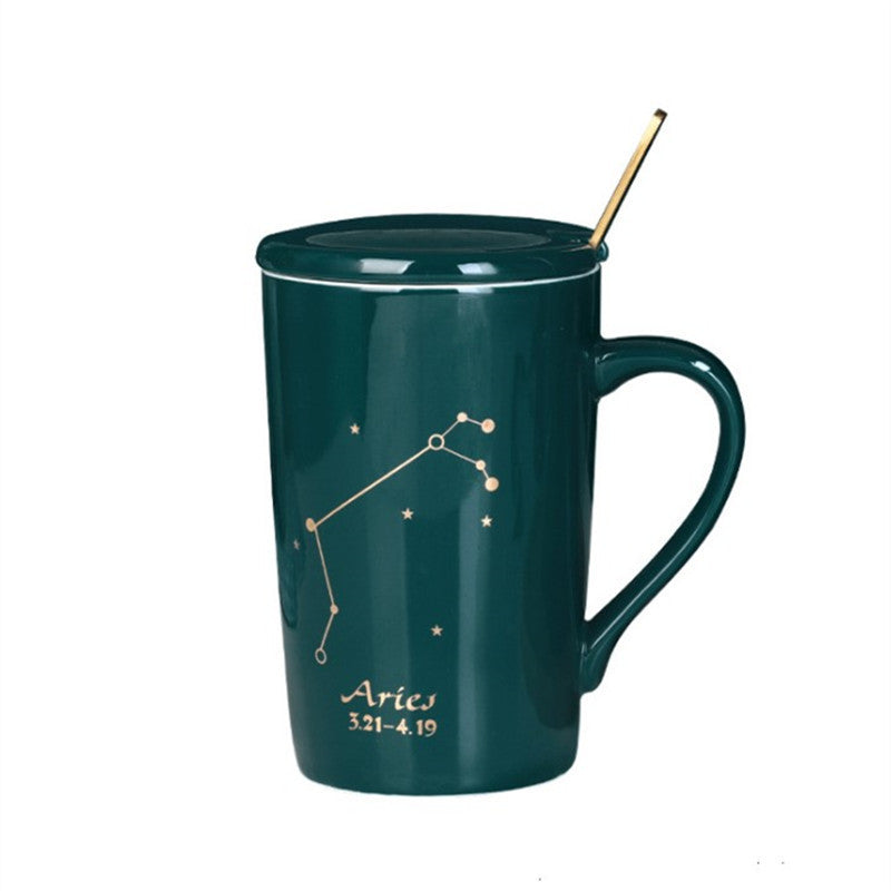 Dark green constellation ceramic mug gift set