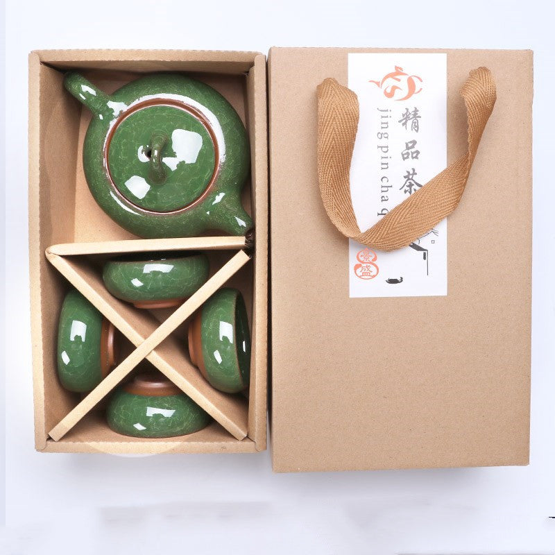 Printed Ceramic 5-head Ice Cracked Tea Set Gift