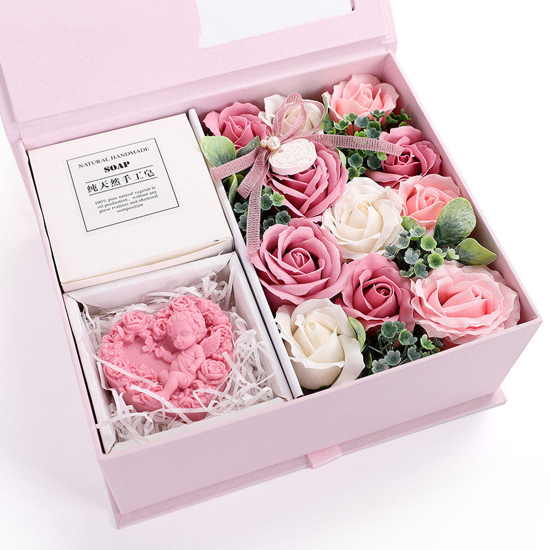 Valentine’s Day gift box soap and roses