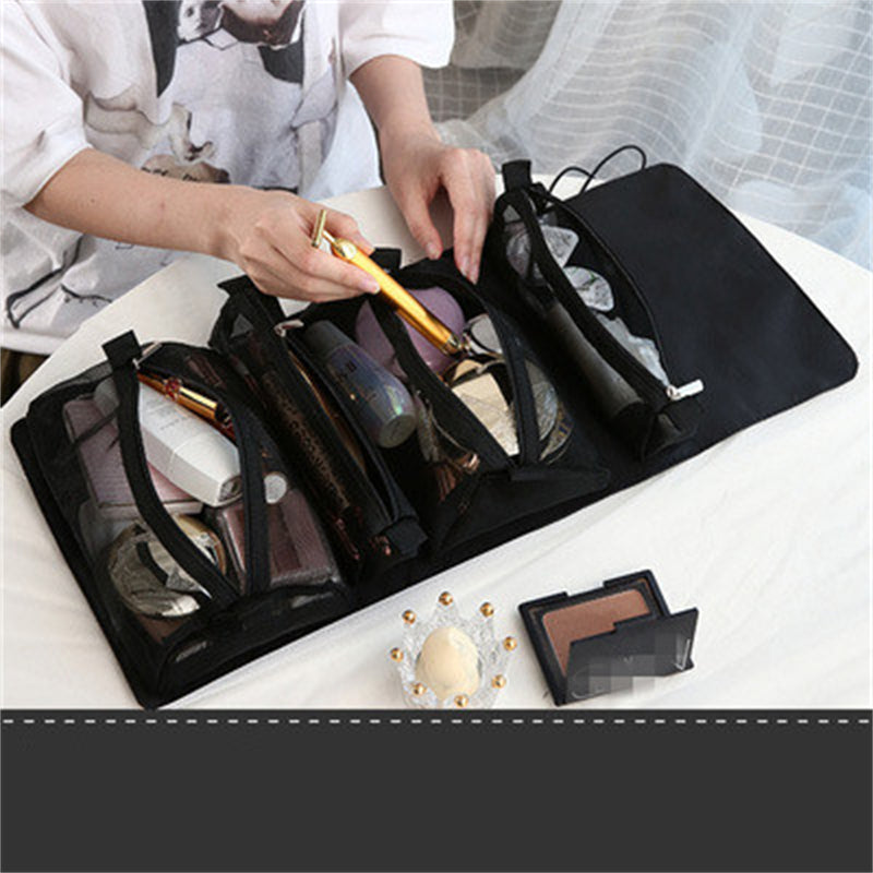 4Pcs Cosmetic Bag with Mesh Separable Pouches