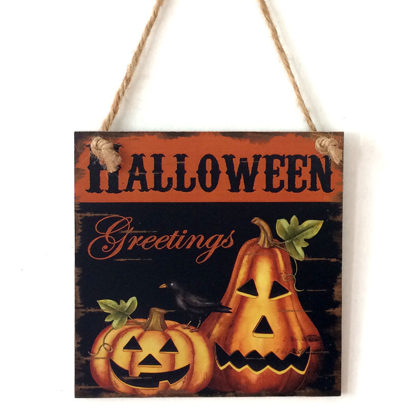 Wooden Halloween Ghost Festival Carnival Night Decoration Gift Hanging Board