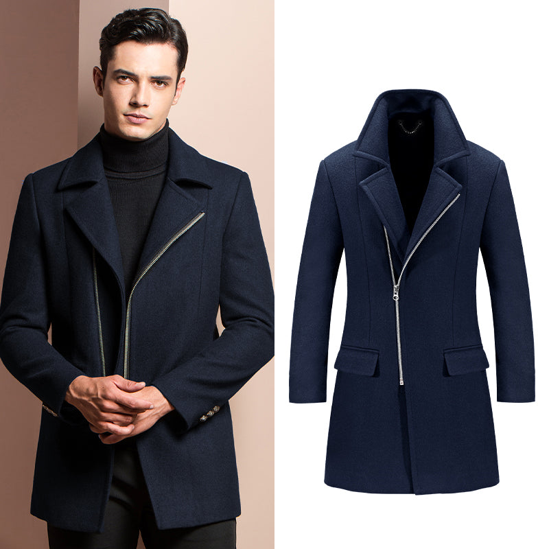 Men's Medium Long Woolen Coat