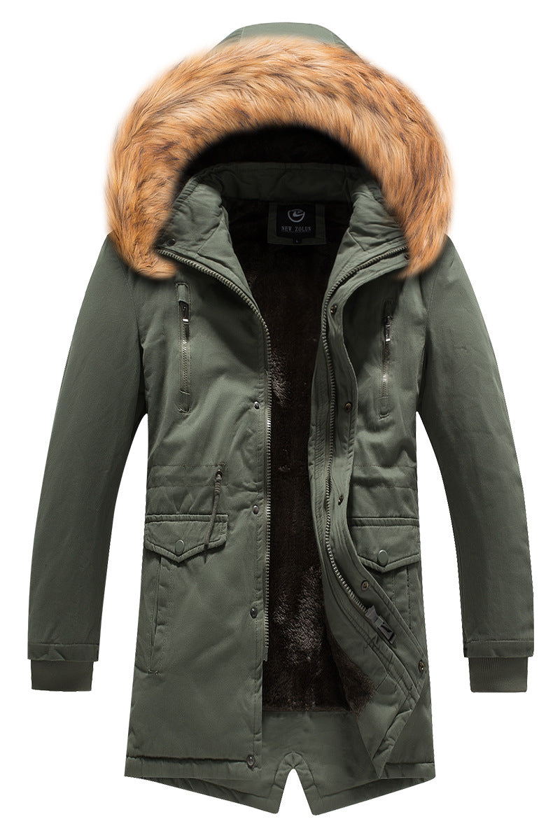 Men’s winter jacket Washed Cotton Clothes Men's Mid-length Winter Youth Can Take Off The Hat Men's Casual Thickening