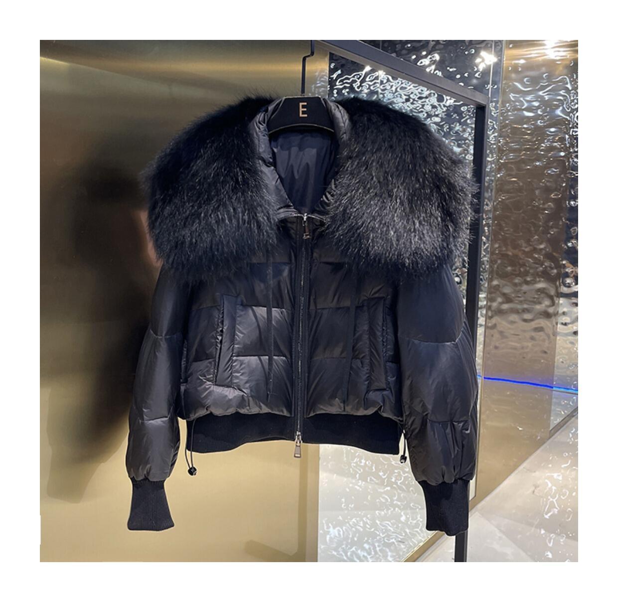 Big Collar Raccoon Fur Women's Coat