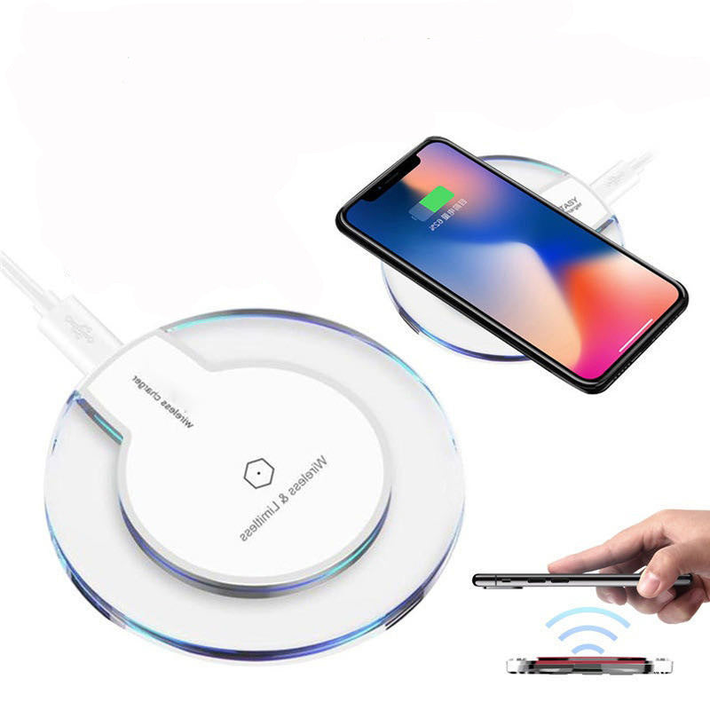 New Wireless Charging Dock Charger Crystal Round Charging Pad With Receiver For A-pple For Sanxing