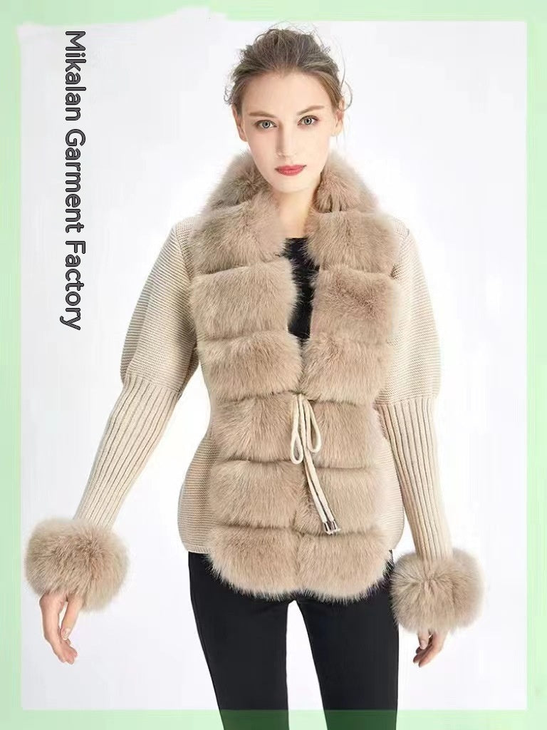 Woman’s cost Solid Color Placket Cuff Detachable Knitted Cardigan Women's Knitted Sweater coat