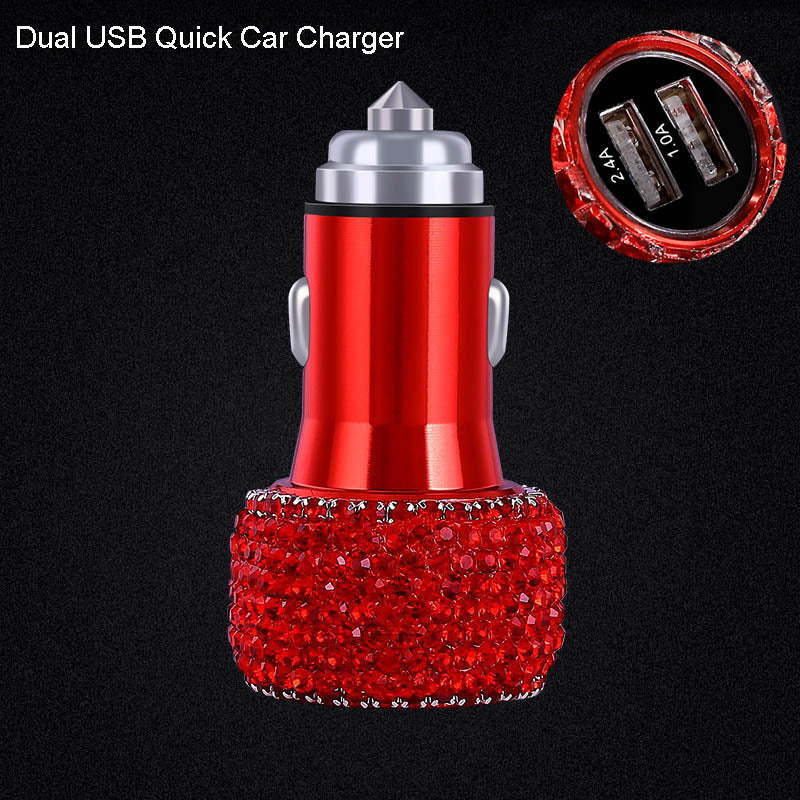 Women Red Rhinestone Car Interior Accessories