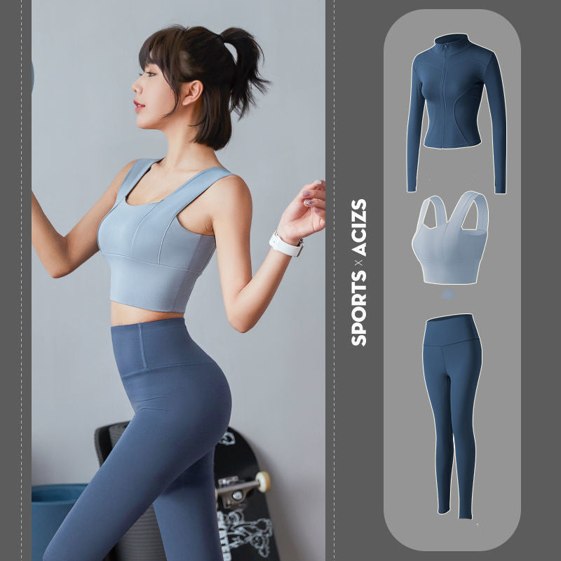 Three-piece set of thin fitness clothes for autumn