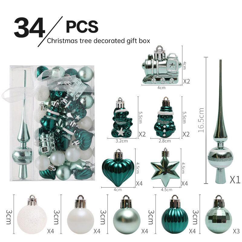 Christmas ornaments 34PCS painted Christmas ball set gift bag mini 