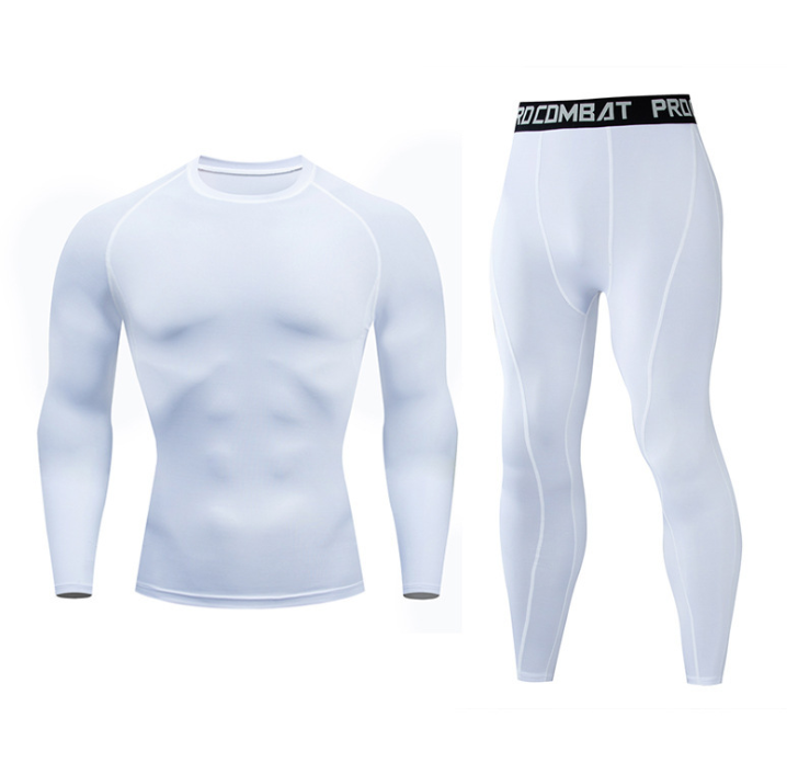 Fitness suit men's gym sports tights long-sleeved trousers quick-drying clothes basketball training equipment winter