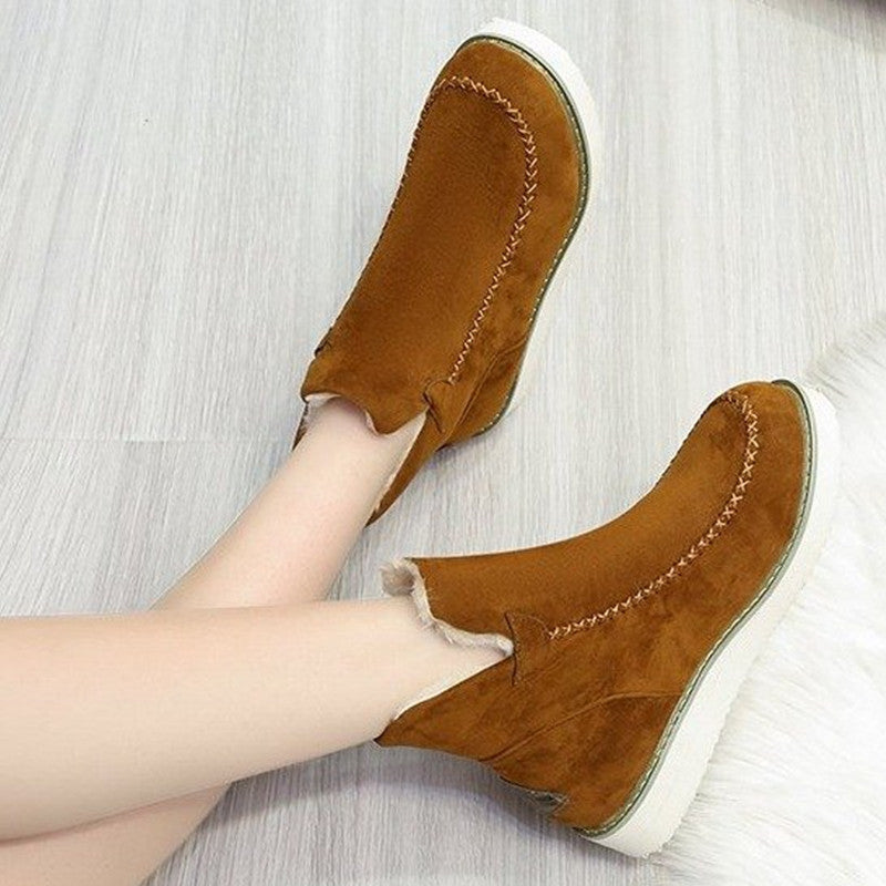 Flats Shoes Women Winter Snow Boots Warm Plush Ankle Booots