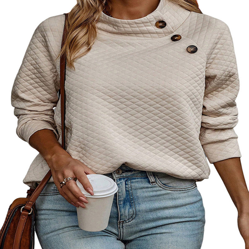 Woman sweater Autumn Solid Color Stand Collar Pullover Women Loose Long Sleeve Sweatershirt Women