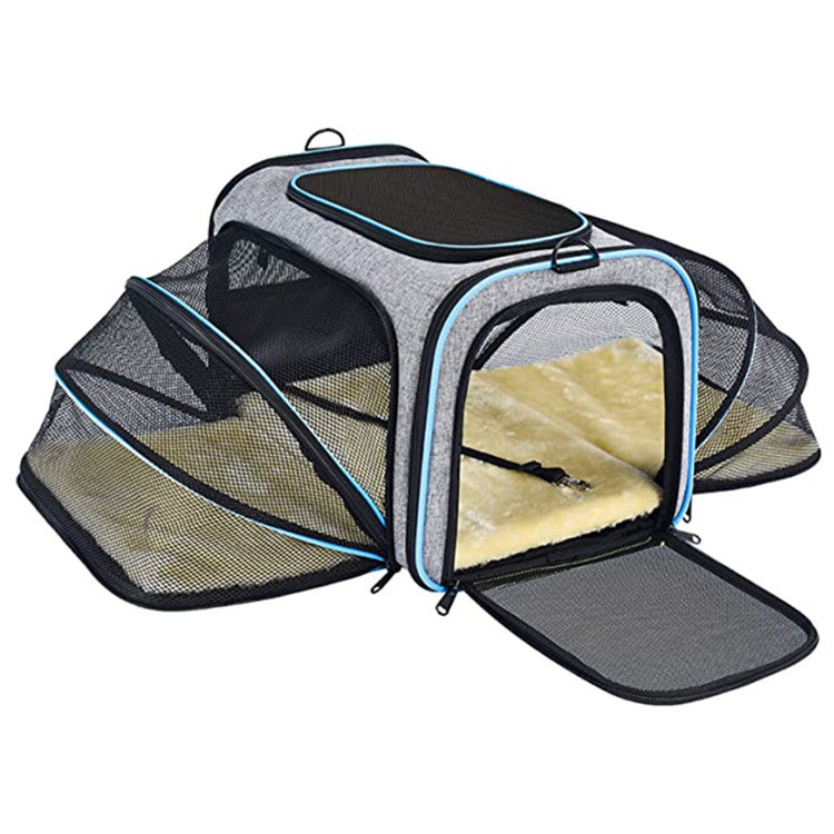 Carrier for pet Airline approved Expandable Foldable Soft Dog Carrier Opened Doors Reflective Tapes Cat Travel Bag