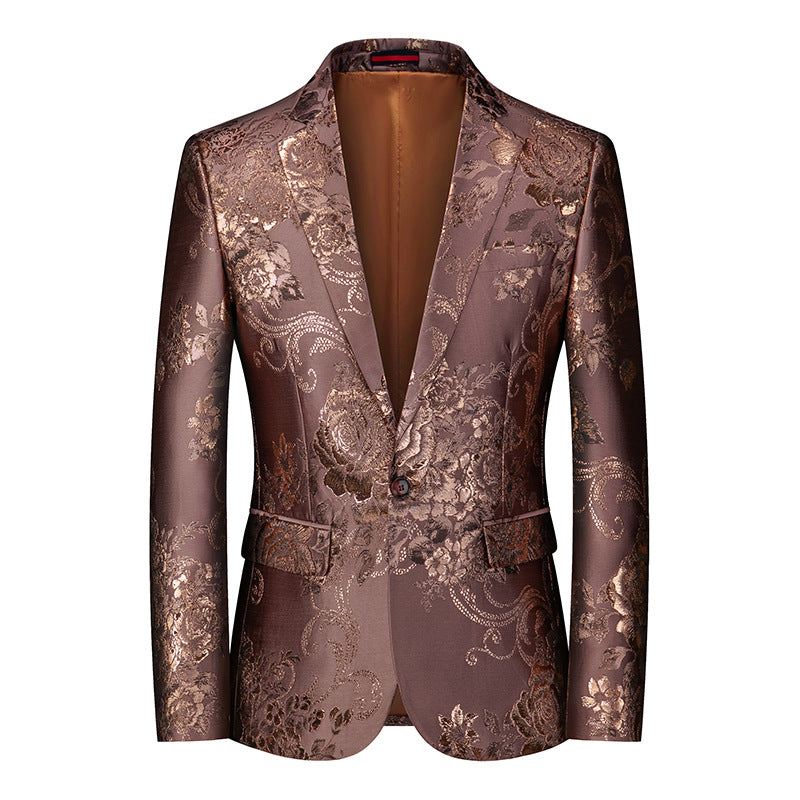 Men's Floral Suit jacket Casual Small Suit Gilding Printed Coat for Men