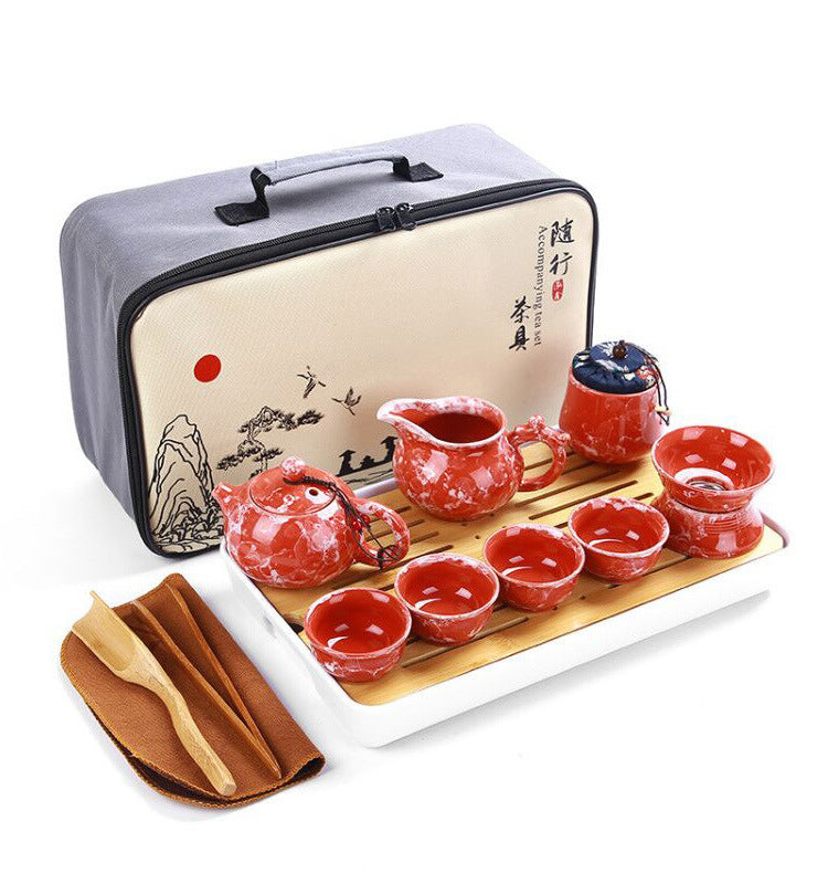 Marbled Ceramic Travel Tea Set Gift Gift Event Complete Set Of Kung Fu Tea Set