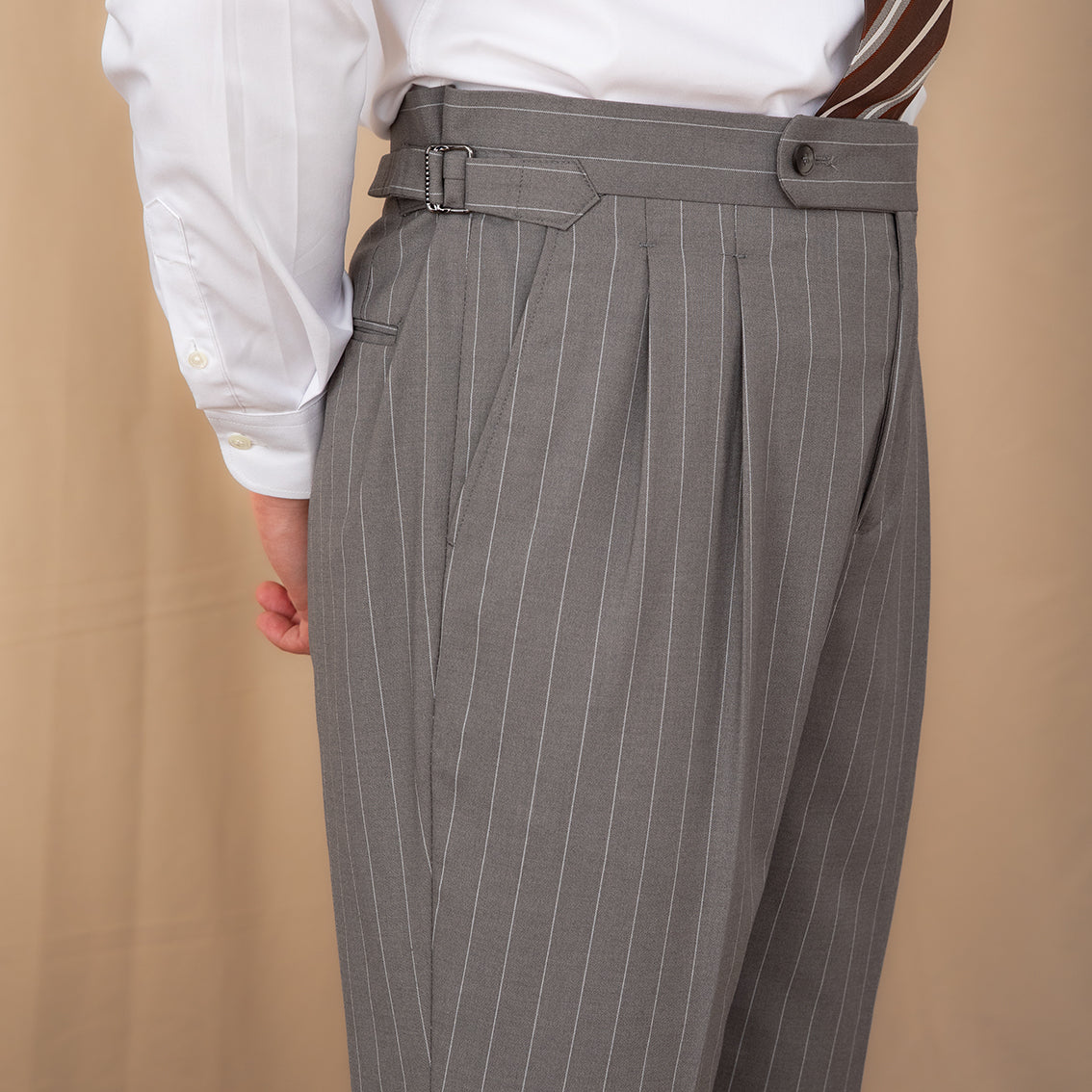 Thin Business High Waist Straight British Striped Pants Gentry Suit Naples Casual Suit Pants Men