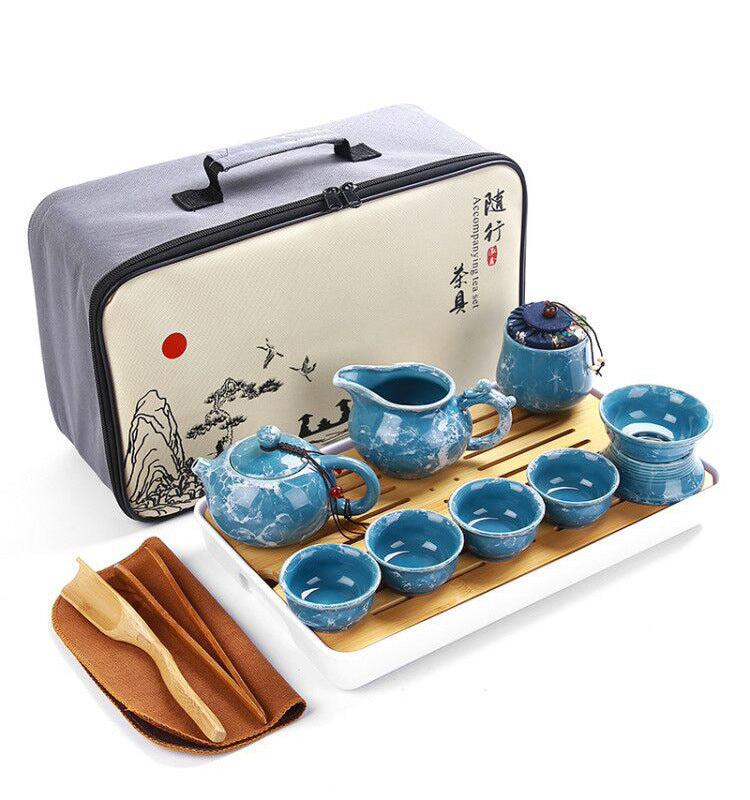 Marbled Ceramic Travel Tea Set Gift Gift Event Complete Set Of Kung Fu Tea Set