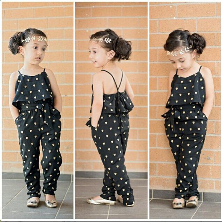 Girl Fashion Summer set Girls Clothing Sets Cotton Sleeveless Polka Dot Strap Girls Jumpsuit Clothes Sets Outfits Girl Suits