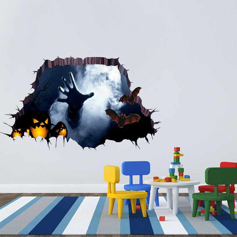 3D Broken Wall Stickers Halloween Decorations