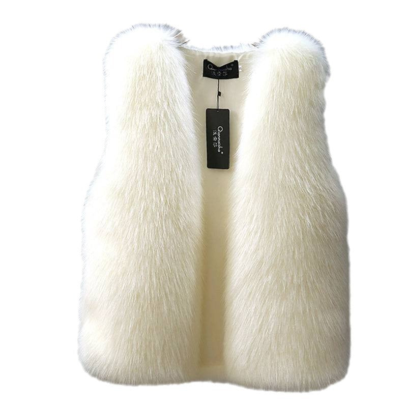 Women's Fox Fur vest Waistcoat Plus Cotton Furry Vest